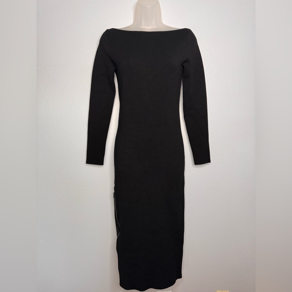 Alice + Olivia Black Midi Bodycon Long Sleeve Classic Dress Size Small-medium